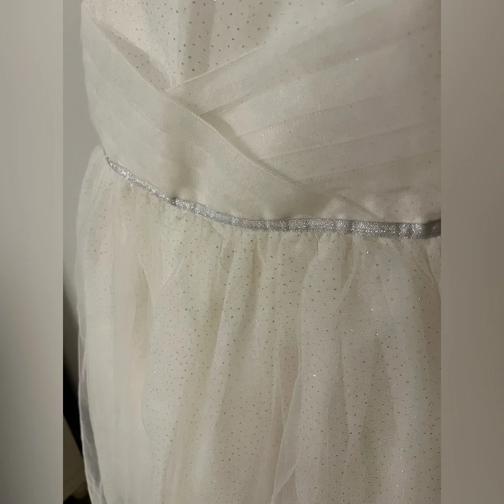 Janie and Jack 12 Ivory White Pleated Shimmer Tulle Starry Night Formal Dress